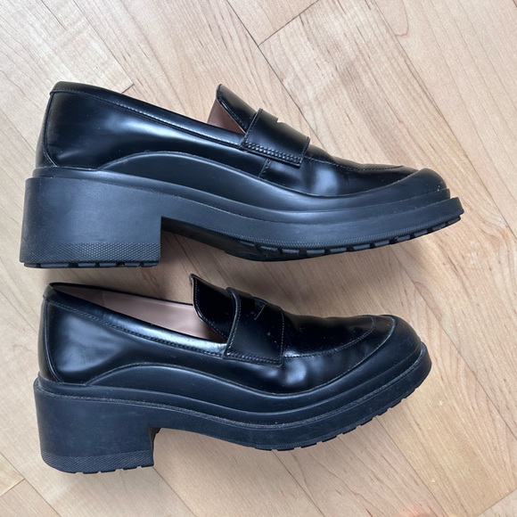 Cole Haan Black Leather Platform Penny Loafers - Picture 4 of 8